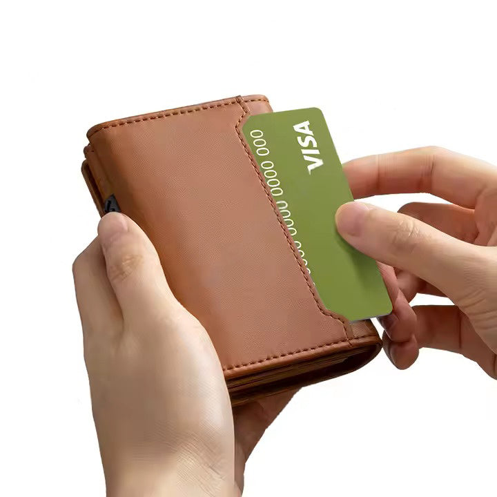 Portofel pentru Carduri SMART WALLET BUSINESS din Piele Naturală MARO