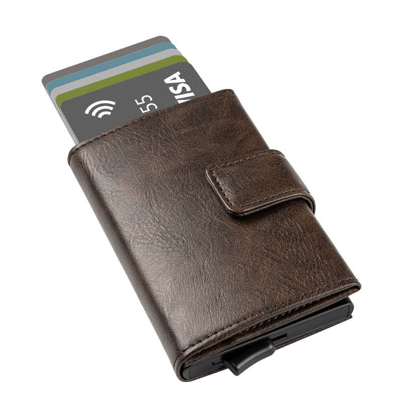 Portofel pentru Carduri SMART WALLET din Piele Naturală – Negru Espresso