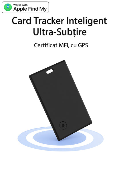 Card Tracker Inteligent Ultra Subțire – Certificat MFi, cu GPS și „Find My”