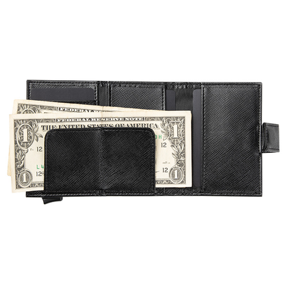 Portofel pentru Carduri SMART WALLET din Piele Naturală – Negru Elegant