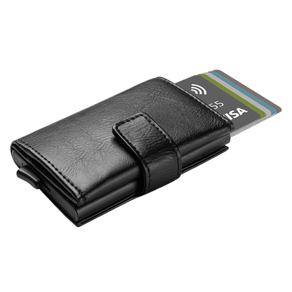 Portofel pentru Carduri SMART WALLET din Piele Naturală – Negru Elegant